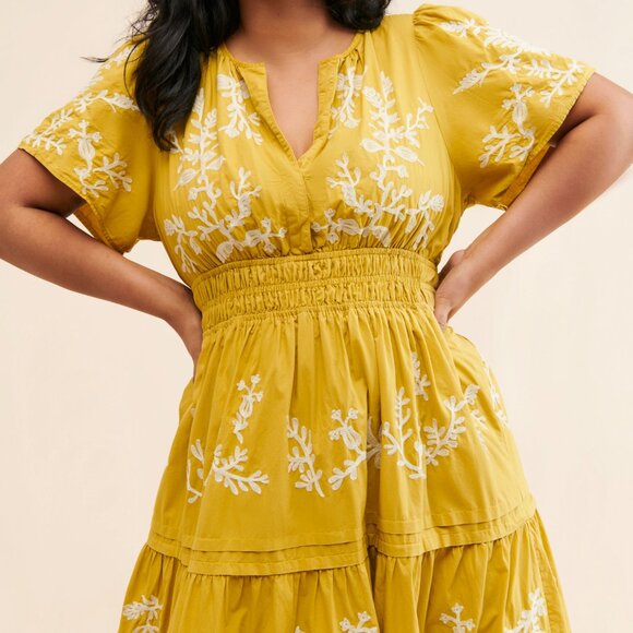 Anthropologie Somerset Printed Maxi Dress - yellow embroidered - Picture 1 of 7